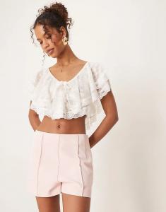 ASOS DESIGN – Элегантные шорты светло-розового цвета с отделкой стежками