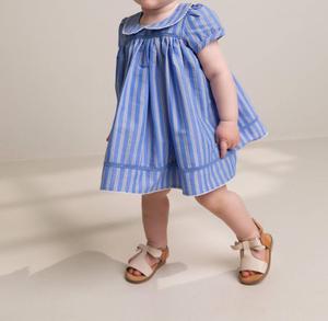 Платье Dulla в полоску с васильковым узором, голубое MarMar Copenhagen