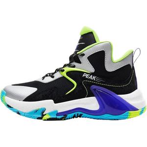 PEAK Скользостойкие амортизирующие баскетбольные кроссовки High Top для детей с эффектом отскока и воздухопроницаемостью Black Silver