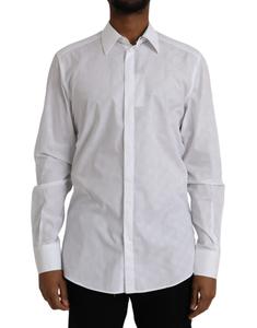 Белое хлопковое платье в горошек GOLD Shirt Dolce & Gabbana