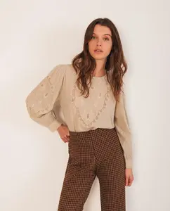 Блузка с длинными рукавами и круглым вырезом Indi & Cold, светло-серый