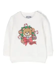 Толстовка Teddy Bear с блестками Moschino Kids, белый