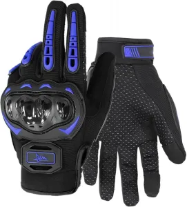 Мотоциклетные перчатки с жесткими манжетами на лодыжках, противоударные перчатки для мотоциклов | Спортивные мотоциклетные перчатки с жесткими манжетами | Гоночные мотоциклетные перчатки | Защитные перчатки | Дышащие перчатки для активного отдыха, blue