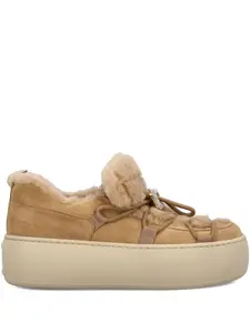 Кожаные кроссовки с отделкой из овчины Roger Vivier, нейтральный