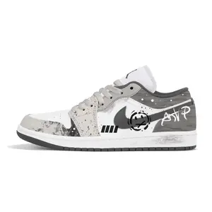 Air 1 устойчивые к истиранию низкие баскетбольные кроссовки Unisex Gray Jordan, серый