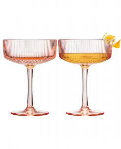 Набор из 2 ударопрочных бокалов для коктейлей Khen Art Deco The Wine Savant, розовый
