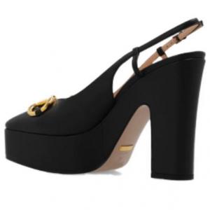 Кроссовки high heel pump with horsebit 'black leather' Gucci, черный
