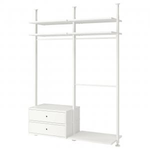 Гардероб ELVARLI IKEA, 175x51x222-350 см, белый