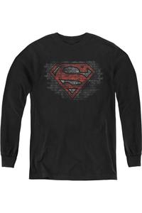 Футболка с длинным рукавом Superman Brick S Youth Gildan, черный