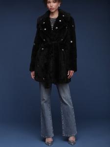 Шуба-Халат с поясом Avec Les Filles, black/silver studded