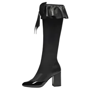 CHANEL Ботинки 25K до колена 8,5 см женские black