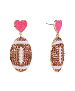 Футбольные серьги с камнем Hallmark, brown