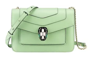 BVLGARI Женская зеленая сумка через плечо из телячьей кожи