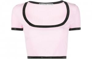 Кроп-топ с логотипом Alexander Wang, розовый
