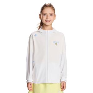 Детская толстовка с капюшоном, тонкие Descente, wt-bright белый tpg