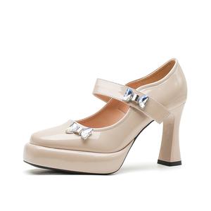 YAFEI XUANYU Туфли Мэри Джейн на массивном каблуке для женщин - нюдово-розовые, цвет Nude Pink