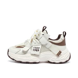 Нескользящие, износостойкие, упругие, дышащие, легкие, амортизирующие, повседневные низкие кроссовки для детей BIG WASP, белый/коричневый