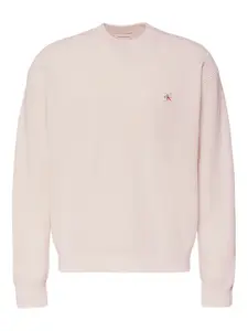 Свитер с логотипом и круглым вырезом Calvin Klein, бежевый