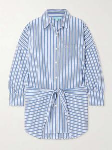 Платье-Рубашка Сара мини из хлопка в полоску с завязками Melissa Odabash, синий