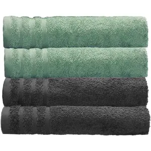 Маленькие облачные полотенца Royal, 4 шт. (50/100 см), однотонные цвета, с бордюром, мягкие, также доступны в различных наборах Kleine Wolke, Maledivia + dunkelgrau