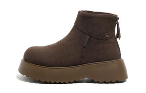 HUANQIU Утепленные флисовые зимние ботинки на шнуровке женские Coffee