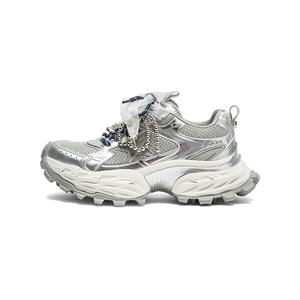 Низкие массивные кроссовки с амортизацией для увеличения роста, женские Coup De Foudre, Silver