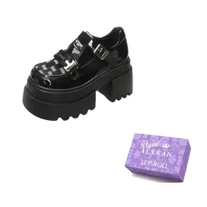Alxnan Женские туфли Мэри Джейн на платформе черные, цвет Black