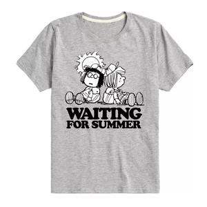 Футболка с рисунком Peanuts Marcie и Peppermint Patty для мальчиков 8–20 лет в ожидании лета Licensed Character, серый