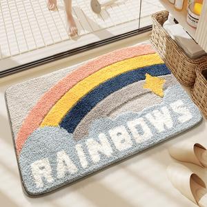 Dajiang Ковер для ванной 40x60 см + 50x80 см, впитывающий, с рисунком звезд и радуги, для входа