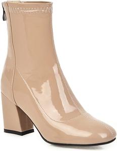 Женские ботильоны VOKLIN с квадратным носком, на высоком толстом каблуке, из лакированной кожи с молнией, короткие вестерн-ботинки, Apricot-Velvet Lined