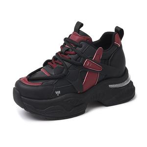 NANJIREN Женские черные кроссовки лоу-топ с массивной подошвой, цвет Black