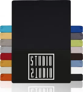 Простыня на резинке Basic 100x200 см, 100% гребенной хлопок, фирменное качество, трикотаж - черный STUDIO