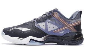 LINING ЛиНинг OP Амортизаторы Противоскользящие Износостойкие Дышащие Низкие Бадминтонные Кроссовки Мужские Черные Серые Золотые