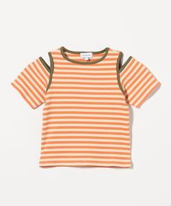 Полосатая футболка с разрезом на плече/Детская 100-130 см United Arrows Green Relaxing Label, цвет Orange