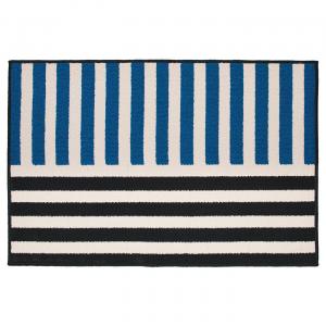 Ковер, короткий ворс, сине-черный в полоску, 60x90 см Vändplats IKEA