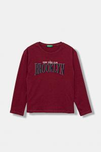 Детская хлопковая кофта с длинным рукавом United Colors Of Benetton, бордовый