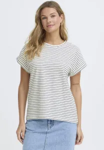 Frfeba tee basic tshirt Fransa, White W Black Stripe