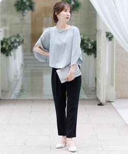 Платье с рукавами и брюками, свадебное платье, платье для встречи выпускников, платье для приглашения Pourvous, цвет Ice Blue X Black