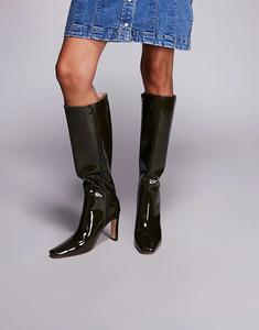 Сапоги на каблуке Public Desire Pose темно-зеленого цвета