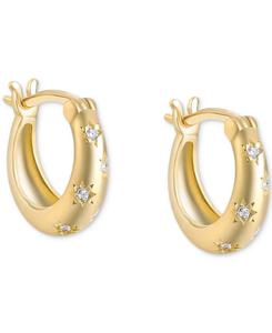 Серьги-кольца из стерлингового серебра очень маленького размера с паве, 0,39 дюйма BEN ONI, Gold