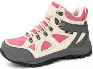 Детские трекинговые ботинки R CORD, водонепроницаемые, противоскользящие, для активного отдыха, на шнуровке, для девочек, с прочной TPR подошвой для хорошего сцепления, Beige