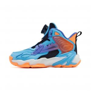 QIAODAN Детские баскетбольные кроссовки Assassin с противоскользящим износостойким верхом, синие, оранжевые, для детей от 3 до 7 лет