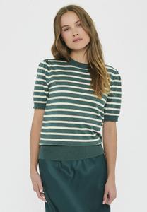 Футболка Saint Tropez MilaSZ SS Striped Pullover, June Brown Rice Stripe/Mottled Green