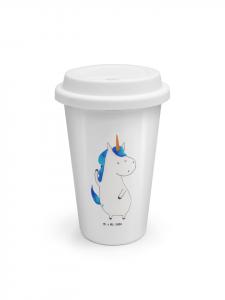 Mr. & Mrs. Panda Кофейная кружка на вынос с единорогом и надписью "человек без слов" белого цвета