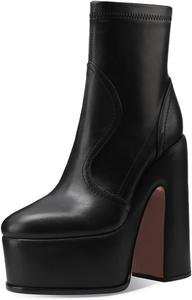 Женские ботинки Pazzion с закрытым круглым носком, на высокой толстой платформе, эластичные для надевания, повседневные, для покупок и прогулок на улице, размер 4-16 US, Black