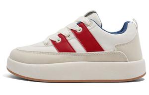 Кеды, скейтборд обувь женская низкая бежевый/красный Renben