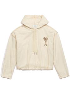 AMI Paris худи с монограммой Ami de Coeur, нейтральный цвет