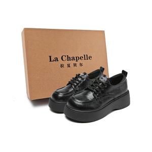 La Chapelle Минималистичный стиль, универсальные британские туфли, маленькие кожаные туфли, повседневные, 4,8 см, женские, черные