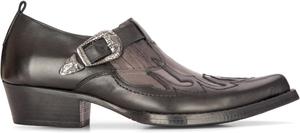 Мужские кожаные вестерн-туфли черные кубинские ковбойские туфли-винклпикеры с классической пряжкой Infinity Leather