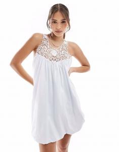 Мисс Селфридж кружевные вставки мини-платье в стиле бэби-долл белого цвета Miss Selfridge